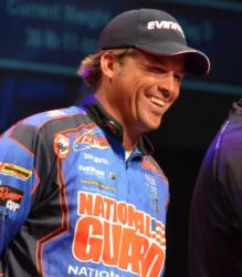 Pro leader Scott Martin smiles after weighing in his 16-pound, 1-ounce limit Saturday afternoon.