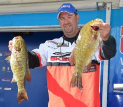 Daryl Biron caught a 17-pound, 10-ounce stringer of smallmouths to finish the opening round in third place.