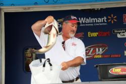 Pro leader Brent Riley had an 8-pound, 7-ounce bass in his bag.