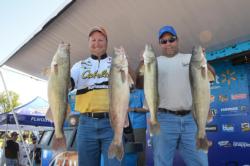 Pro Kevin McQuoid of Isle, Minn., brings in another big sack of walleyes that hit the scales at 40 pounds, 13 ounces.