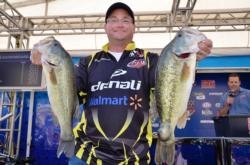 Co-angler Ralph Mulleins of Cumberland, Va., snared fifth place overall after landing a total catch of 42 pounds, 8 ounces after four days of FLW Tour competition on the Potomac River. 