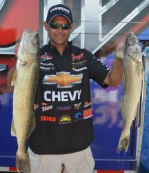 Chevy pro Jason Przekurat is in third place with a two-day total weight of 29 pounds, 15 ounces. 