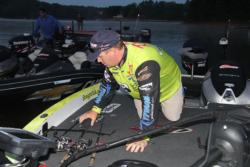 Starting the day in second place, Straight Talk pro Scott Canterbury hopes to find hefty largemouth and spots today.