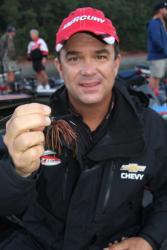 Chevy pro Jay Yelas hopes to tempt several big largemouths with a Berkley Gripper Jig.