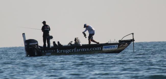 Jeff Gustafson puts keeper number one in the boat. 
