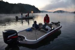 Opening takeoff at the FLW College Fishing Northern Conference Championship on Philpott Lake is about to begin.