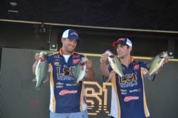 Joseph Landry and Gavin Havard of LSU-Shreveport sit in second place after day one with a 13-pound, 12-ounce limit. 