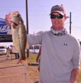 Justin Sward of Birmingham, Ala., leads the Co-angler Division of the EverStart Championship with a five-bass limit weighing 7 pounds, 11 ounces.
