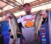 George Kapiton of Inverness, Fla., sits in third place after day one with a five-bass limit weighing 11 pounds, 4 ounces.