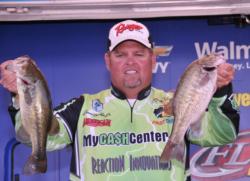 James Stricklin, Jr., of Texarkana, Texas, slipped to second place with a two-day total of 19 pounds, 9 ounces.