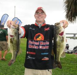 Chris Brill of Lehigh Acres, Fla., is now in third place with a two-day total of 37 pounds, 11 ounces.