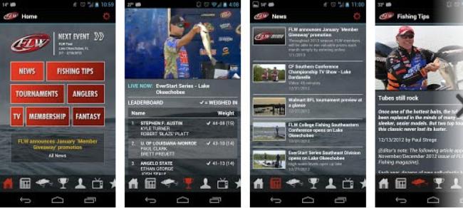 The FLW Tournament Bass Fishing app is now available for both Apple and Android-related devices.