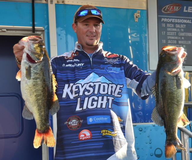 Fourth-place pro Chad Grigsby holds up part of his 25-pound, 11-ounce stringer. 