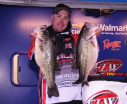 Alex Davis of Albertville, Ala., move into third place today on the strength of a 31-pound, 11-ounce stringer for a two-day total of 56 pounds, 8 ounces.