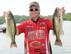Ethan Cox of West End, N.C., leads the Co-angler Division of the EverStart Series event on Wheeler Lake with a five-bass limit for 18 pounds, 9 ounces.