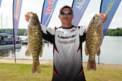 Former EverStart Series Championship winner Chad Aaron of Lawrenceburg, Tenn., is in fifth place with a five-bass limit for 19 pounds, 9 ounces.