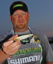 Day-one leader Chris Wilkinson will keep a Paycheck Baits Repo Man topwater handy throughout the day.