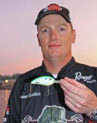 Shawn Gordon, who starts day two in second place, will try to secure his limit on a crankbait and then upgrade by flipping a jig.