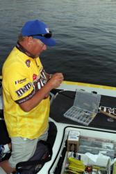 Local angler Kerry Bradley hopes to find the fish he needs over deep structure.