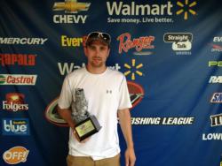 Co-angler Mitchell Booth of Boyceville, Wisc., won the July 13 Walmart BFL Great Lakes Division event on the Mississippi River with a total catch of 10 pounds, 10 ounces. Booth walked away with over $2,200 for his victory.