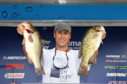 Second-place pro Darrin Schwenkbeck had a mixed bag of smallies and largemouth.
