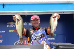 Frosted Flakes pro  Dave Lefebre caught most of his quality fish on a crankbait today.
