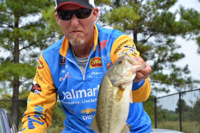 Walmart team pro Wesley Strader mugs for the camera en route to a 19th-place finish after the second day of Cup competition.