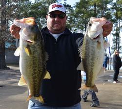 Co-angler Kevin Gressett of Tioga, Texas, claims second place with a two-day total of 22-4.