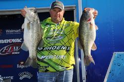 David Hendrick of Cherryville, N.C., is in third place with a five-bass limit weighing 25 pounds, 8 ounces.