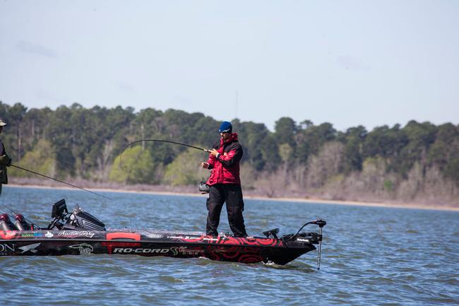 Austin Terry fights in a ... crankbait, not a fish on this cast. 