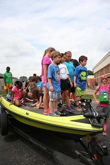 Florence, Ala., elementary students learn about fish-finding electronics.