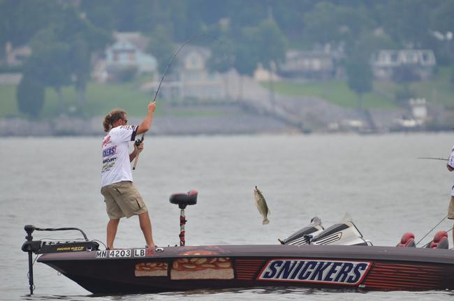 Snickers pro Jim Moynagh loves Kentucky Lake and throwing his football jig on the ledges. 