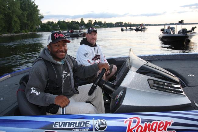 Pro angler Mark Daniels Jr., and his co-angler are ready for takeoff.