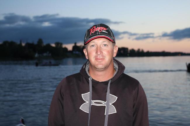 Pro Bryan Schmitt prepares for the Rayovac FLW Series event on Lake Champlain.