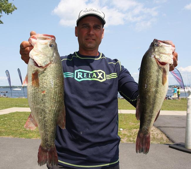 Pro Michael Marini of Slingerlands, N.Y., claimed fourth place on day two with a limit weighing 18 pounds, 8 ounces.