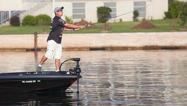 Chevy pro Brian Thrift launches a cast. Thrift held down third place going into day three. 