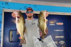 Joey Cifuentes of Clinton, Ark., leads the Co-angler Division after day two with 32 pounds, 10 ounces. 