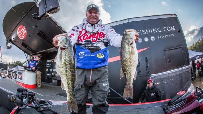 Alabama's own Scott Wiley weighs 16-2 on day two of the Walmrt FLW Tour on Lewis Smith Lake to stay in the top-20 and earn the right to fish another day.