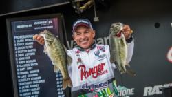 Clark Wendlandt inched his way to the number two position at the Walmart FLW Tour on Lewis Smith Lake after catching one of the three 17-pound sacks weighed in on day two. His sack tipped the scale at 17-5.