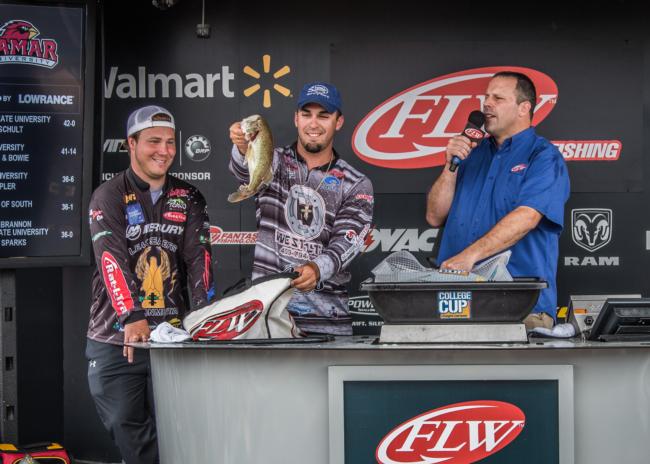 Lamar University's Justin Royal and Cameron LaFleur weigh 11-1 on the final day of the FLW College Fishing National Championship to finish eighth.