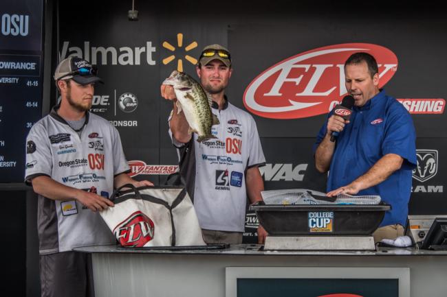 Oregon State's Chase Cochran and Ryan Sparks weigh 12-0 on the final day of the FLW College Fishing National Championship to finish fifth.