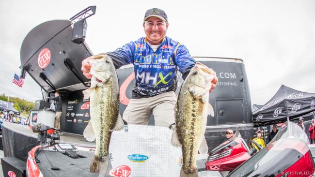 Pro John Cox is in 23rd place after day one of the Walmart FLW Tour on Beaver Lake with 12-4.