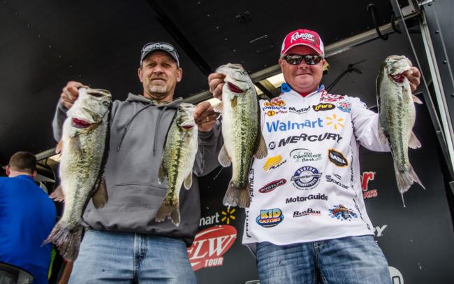 Mark Rose and Jim Enneking show off their second-place bag including Ennekings big fish of the tournament.