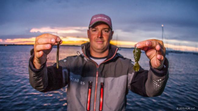 3. Champlain expert Joe Lucarelli caught smallmouths the entire time and used a drop-shot with a 4-inch Yamamoto Slim Senko and a Carolina-rigged Strike King Rage Tail Shellcracker to get them to bite. Green pumpkin was the only color he used all week. 