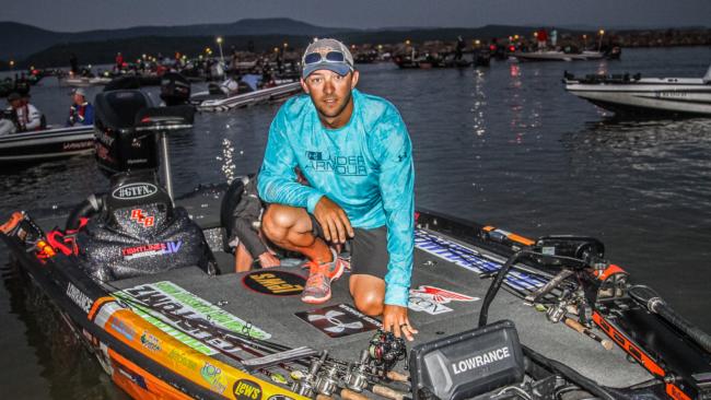 Tour pro Zack Birge readies his tackle for the start of day one on Dardanelle.