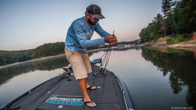 They weren't busting when we arrived, so Blaylock calmly untangled his rods and made a few tackle tweaks to begin the day. 