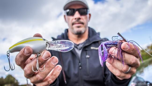 2. Cranking a gizzard shad Strike King 10XD was key for Jody Jordan, but he also threw a brown and purple jig into the mix for a few key bass early in the week. 