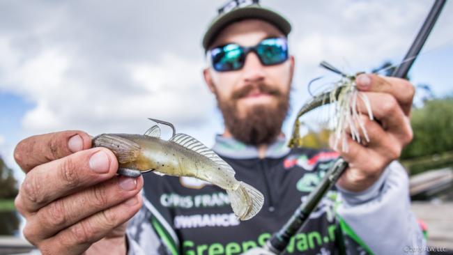 9. Chris Franks hammered them with a few baits, but his bread and butter was the new Little Creeper Goby, which he glued to the belly weight on his hook for a level retrieve. 