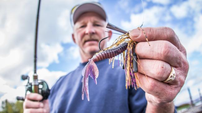 10. Busting them up big time on day two, Carl Keller did his critical damage with a brown and purple 3/8-ounce Gan Craft jig tipped with an oxblood Sweet Beaver. 