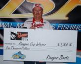 Bill Rucker received a $1,000 bonus from Ranger Boats as the highest-finishing participant in the Ranger Cup incentive program during the BFL tourney on Lake Okeechobee.